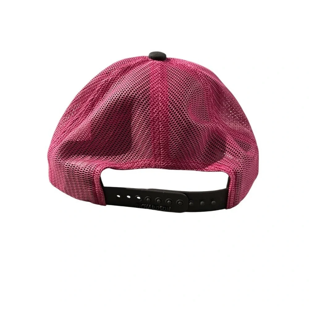 Richardson 112 Women's Trucker Hat Black Pink Antler Logo Mesh -Snapback Cap